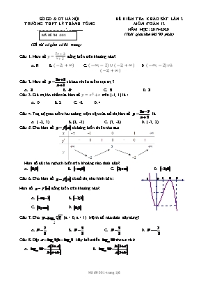Đề kiểm tra khảo sát lần II môn Toán Lớp 12 - Mã đề 001 - Năm học 2019-2020 - Trường THPT Lý Thánh Tông